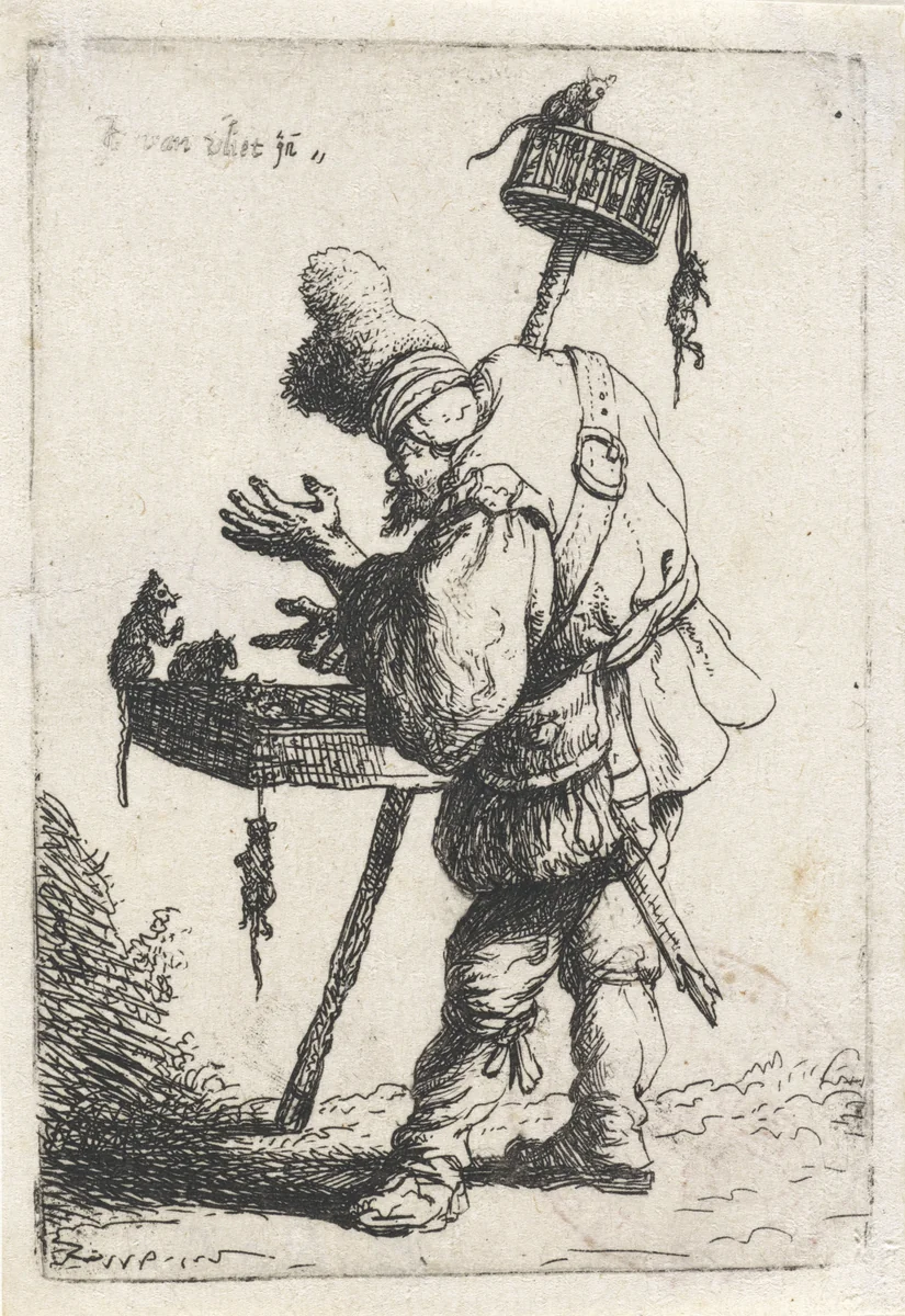Rattenvanger by Jan Gillisz van Vliet, print, 1632