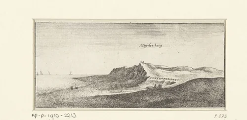 Landschap met gezicht op Muiderberg by Wenceslaus Hollar, print, 1625-1677