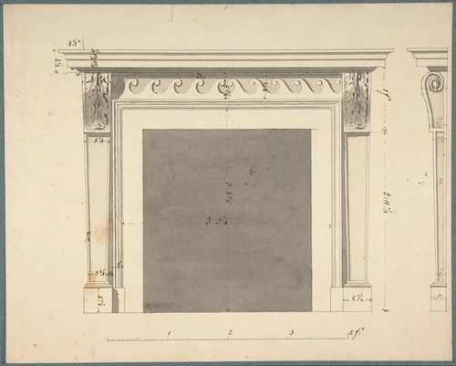 Design for a Chimneypiece by Sir William Chambers, drawing, 1743-1800