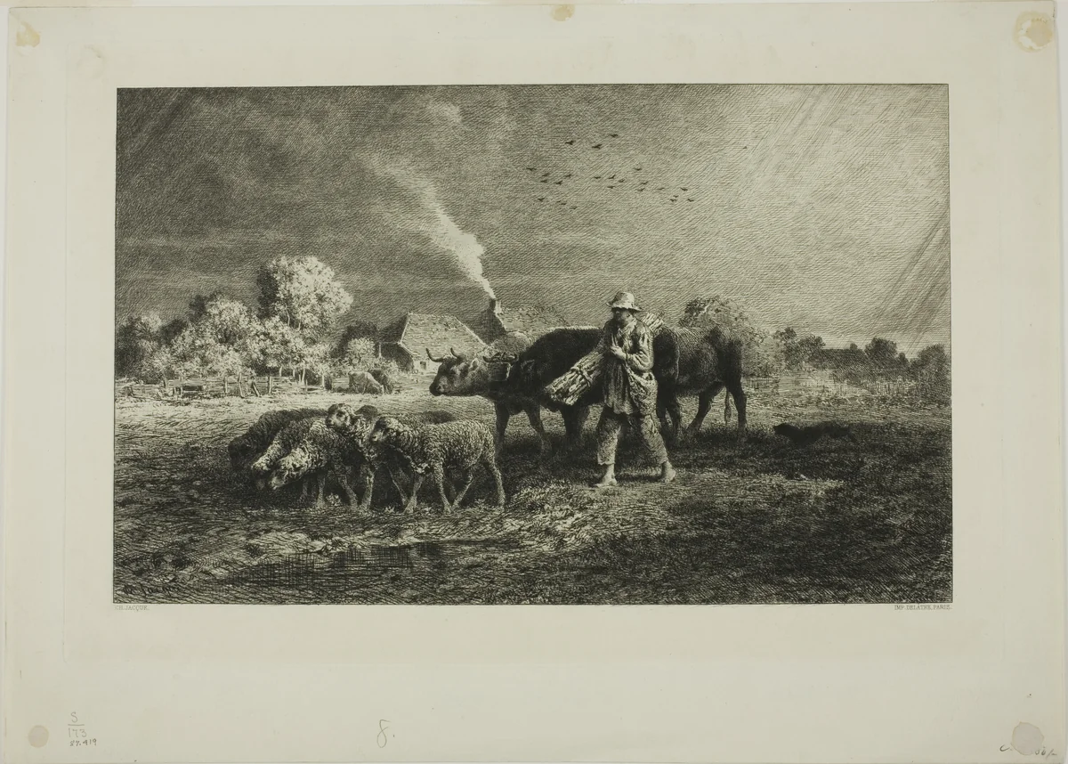 The Storm by Charles-Émile Jacque, print, 1866