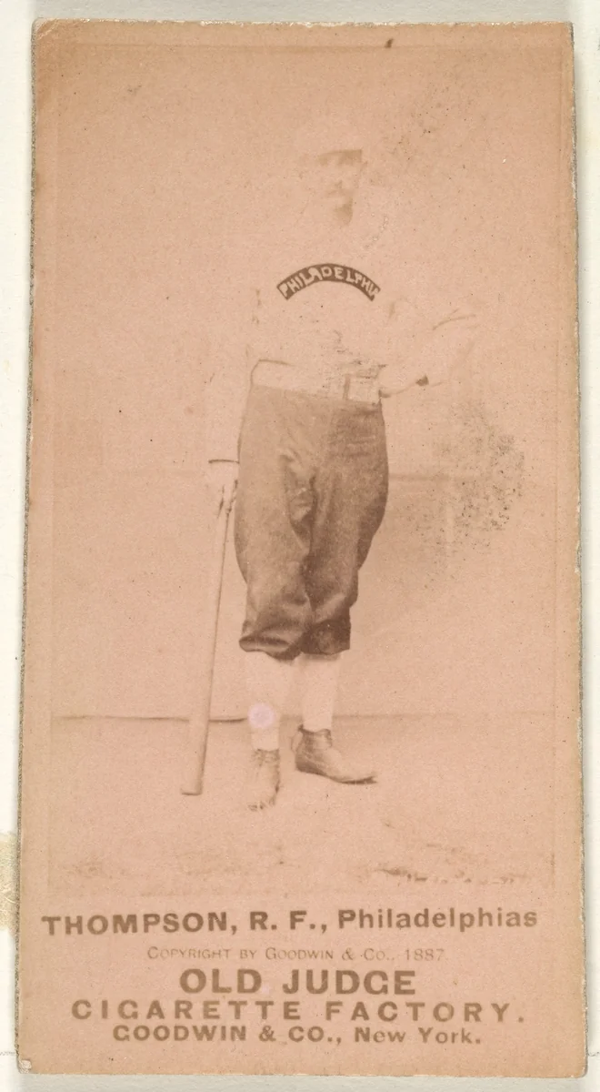 Thompson, Right Field, Philadelphia, from the Old Judge series (N172) for Old Judge Cigarettes by Goodwin & Company, photograph, 1887