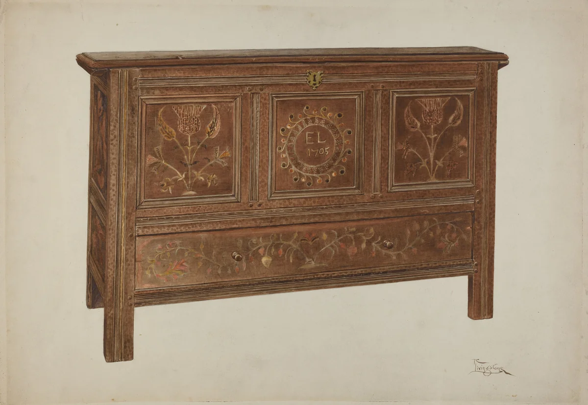 Pa. German Chest by Rolland Livingstone, index of american design, 1935-1942