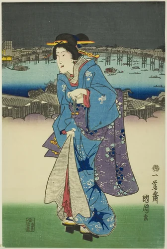 Evening Amusements at Ryogoku in the Eastern Capital (Toto Ryogoku yoasobi no zu) by Toyohara Kunichika, print, 1859