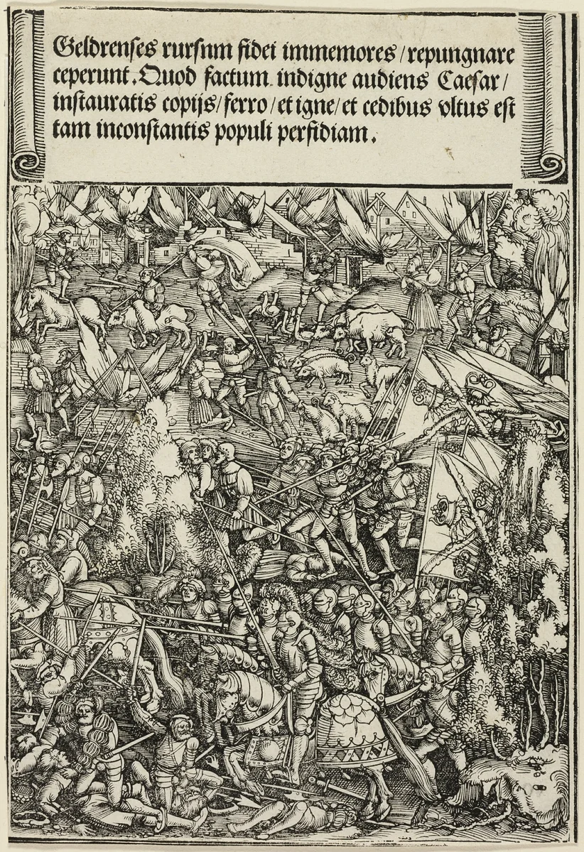 The Second War in Gueldres, from The Triumphal Arch of Maximilian I by Hans Springinklee, print, 1515-1517