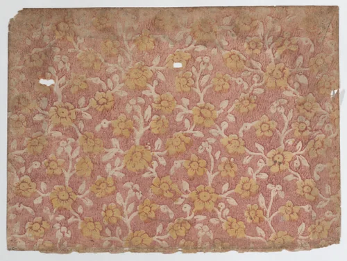Sheet with yellow floral pattern by anonymous, print, 1800-1900