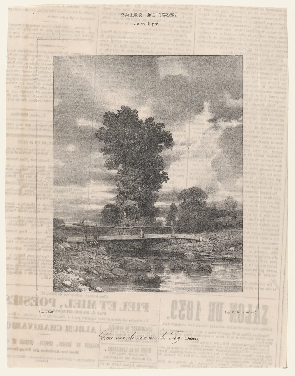 Bridge on the River Fay by Eugène Cicéri, print, 1839