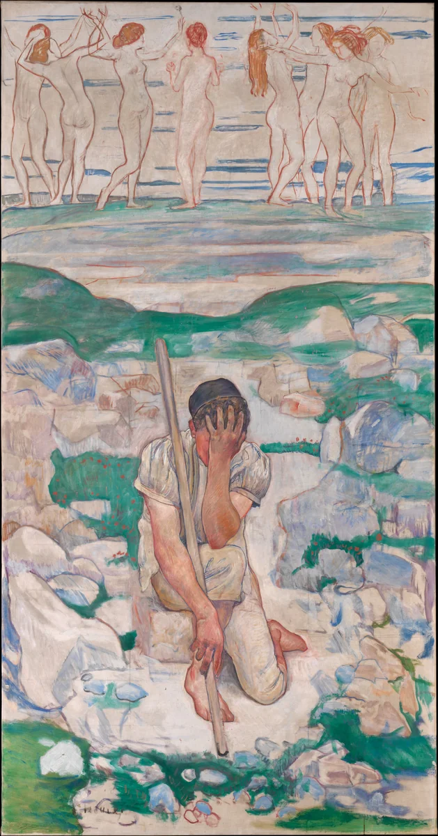 The Dream of the Shepherd (Der Traum des Hirten) by Ferdinand Hodler, painting, 1896