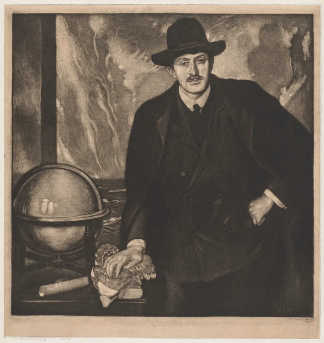 John Masefield by William Strang, print, 1900-1922