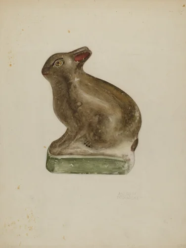 Seated Chalkware Rabbit by Andrew Topolosky, index of american design, 1939