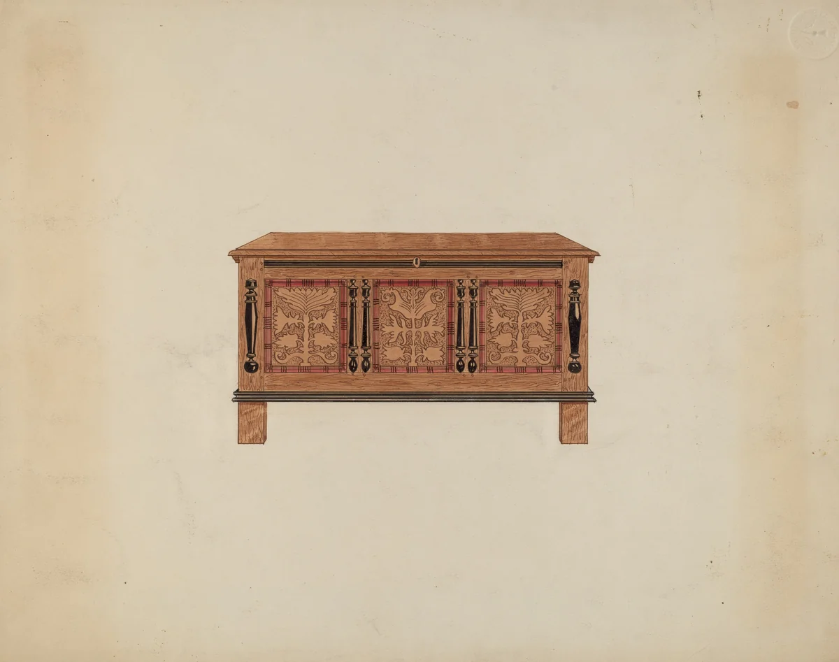 Blanket Chest - Front View by Martin Partyka, index of american design, 1936