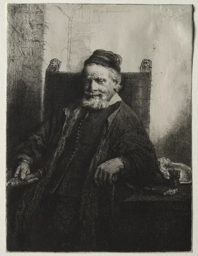Jan Lutma, Goldsmith by Rembrandt van Rijn, print, 1656