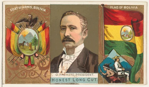 G. Pacheto, President of Bolivia, from the Rulers, Flags, and Coats of Arms series (N126-1) issued by W. Duke, Sons & Co. by W. Duke, Sons & Co., print, 1888