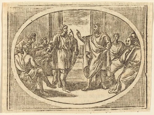 The Boasting Traveler by Elisha Kirkall, print, 1682-1742