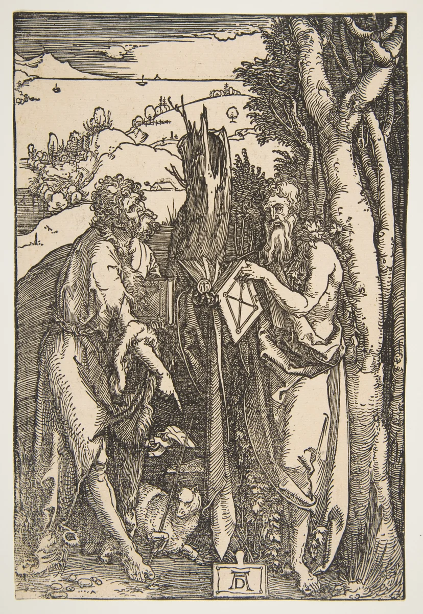 Saint John the Baptist and Saint Onuphrius by Albrecht Dürer, print, 1503-1504