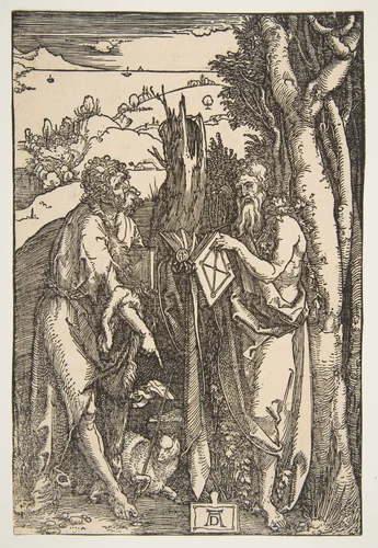 Saint John the Baptist and Saint Onuphrius by Albrecht Dürer, print, 1503-1504