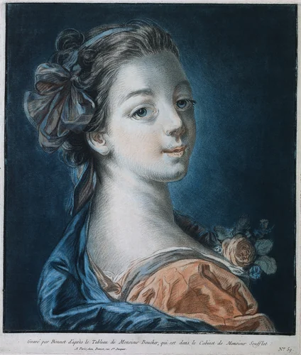 Head of a Woman (Mme. Deshayes?) by Louis Marin Bonnet, print, 1766-1776