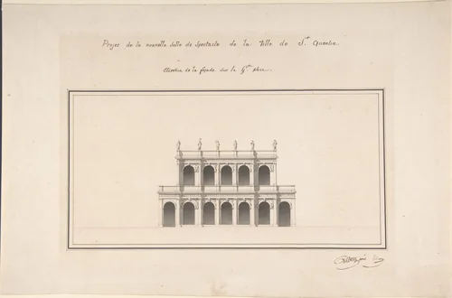 Project for the New Theater at St. Quentin (Aisne) - Elevation by Emile-Jacques Gilbert, drawing, 1800-1899