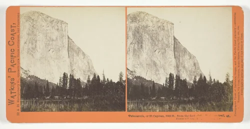 Tutocanula, or El Capitan, 3600 ft., from the foot of the Mariposa Trail, Yosemite Valley, Mariposa County, Cal., No. 45 from the series "Watkins' Pacific Coast" by Carleton Watkins, photograph, 1861-1876