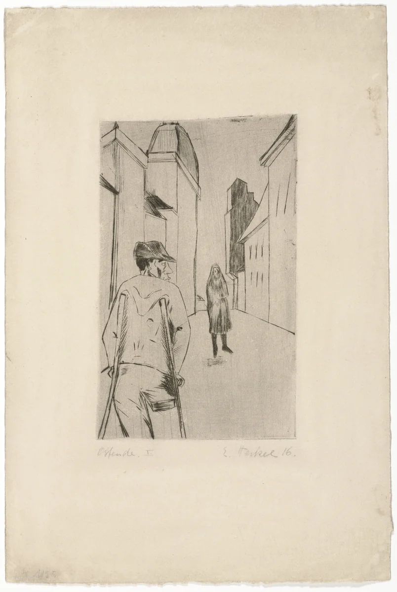 Street in Ostende (Strasse in Ostende) by Erich Heckel, print, 1915