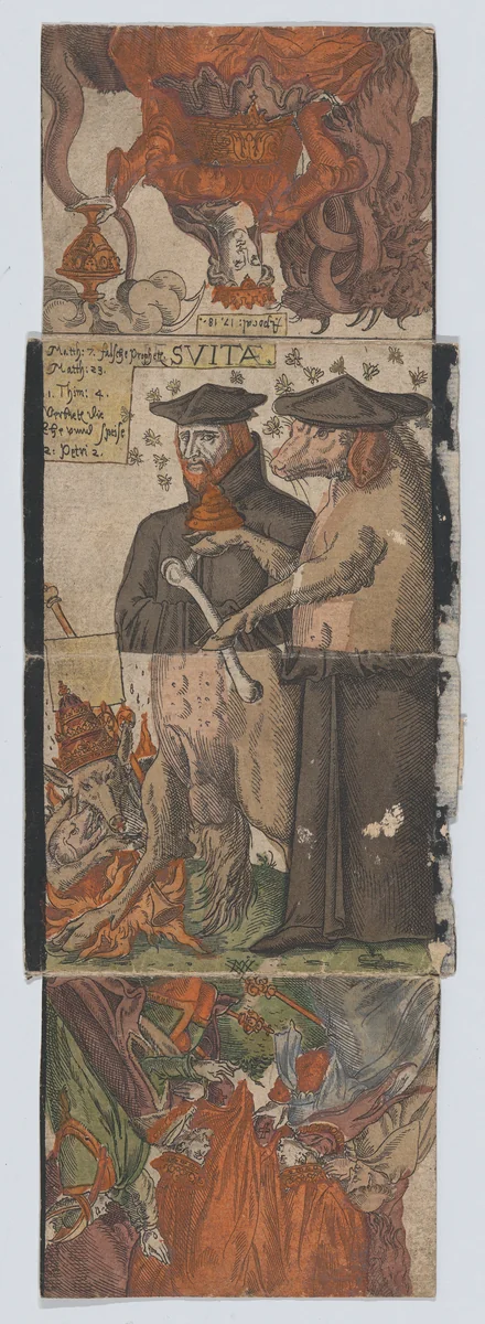 Metamorphic picture by anonymous, print, 1500-1599