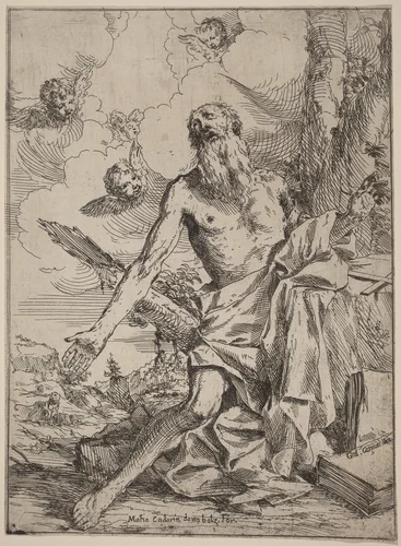 Saint Jerome by Giulio Carpioni, print, 1613-1678