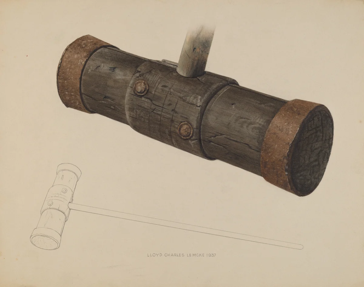 Caulking Hammer by Lloyd Charles Lemcke, index of american design, 1937