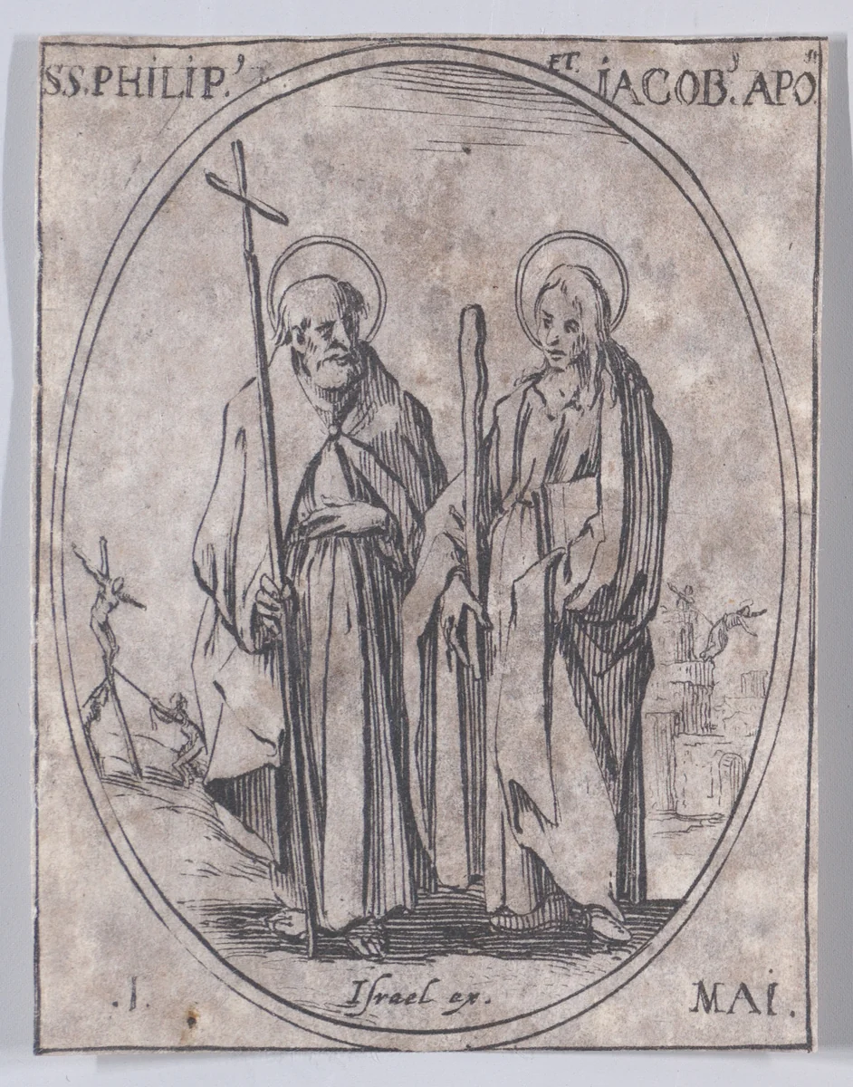 S. Philippe et S. Jacques, apôtres (St. Phillip and St. James, Apostles), May 1st, from "Les Images De Tous Les Saincts et Saintes de L'Année" (Images of All of the Saints and Religious Events of the Year) by Jacques Callot, print, 1636