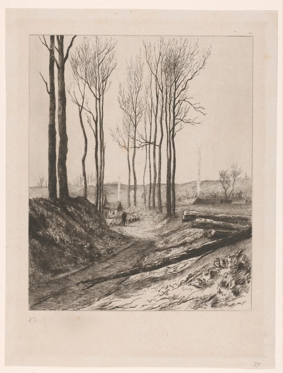 Landweg bij Vilvoorde by Carel Nicolaas Storm van 's-Gravesande, print, 1872
