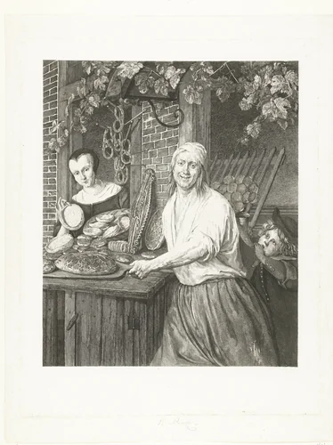 Bakkersechtpaar Arent Oostwaard en Catharina Keizerswaard by Joannes Bemme, print, 1800-1841