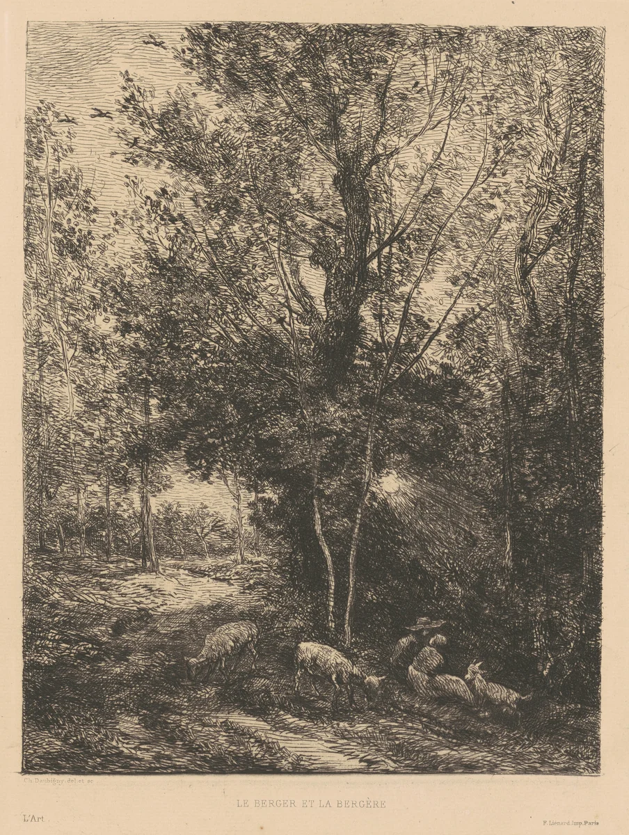 Le Berger et La Bergre by Charles-François Daubigny, print, 1874