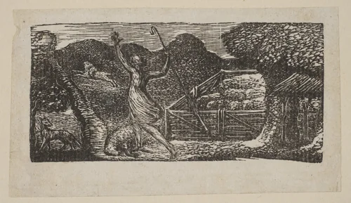 Shepherd Chases Away a Wolf, from Thornton's "Pastorals of Virgil" by William Blake, print, 1821
