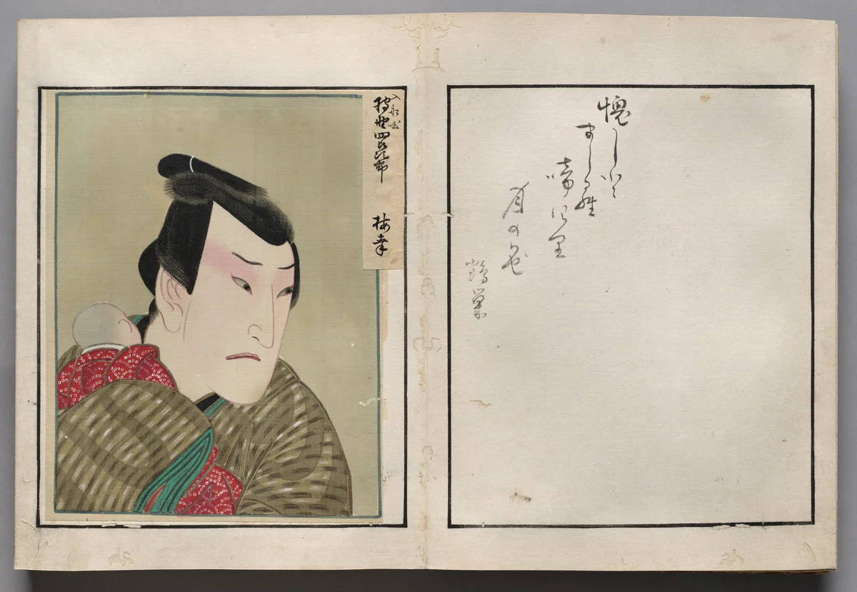 Double-Leaf from Album of Actor Portraits by Shōrakusai, book, 1785-1815