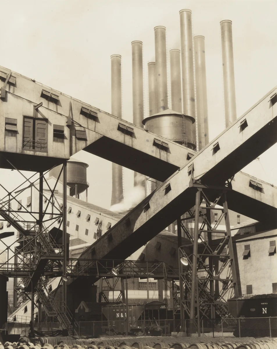 Criss-Crossed Conveyors, River Rouge Plant, Ford Motor Company by Charles Sheeler, photograph, 1927