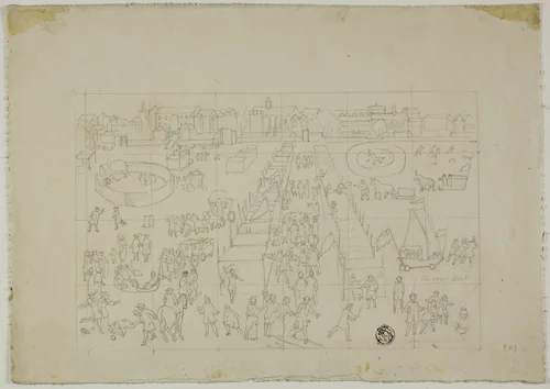 Winter Festival Outside Scandinavian Town by Unknown Artist, drawing, 1800-1899