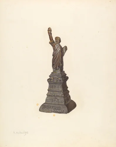 Penny Bank: Statue of Liberty by Herman Schulze, index of american design, 1941
