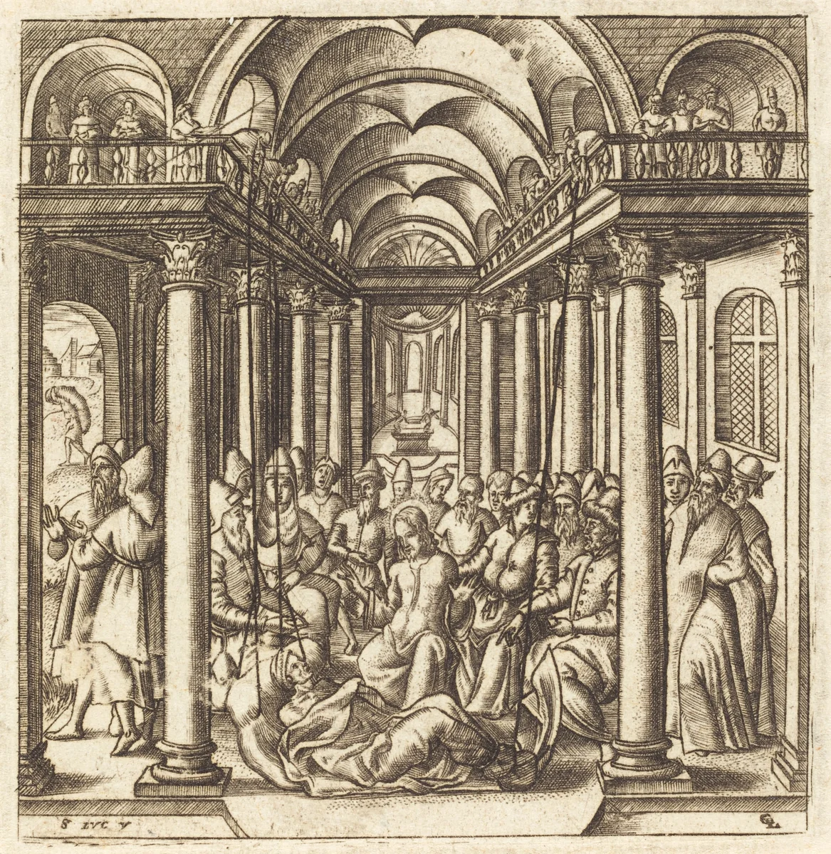 Christ Heals the Paralyzed Man by Léonard Gaultier, print, 1576-1580