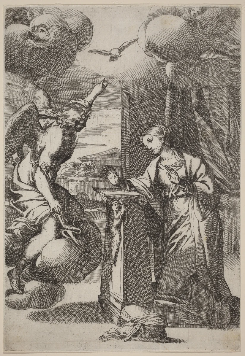 The Annunciation by Carlo Maratta, print, 1625-1713