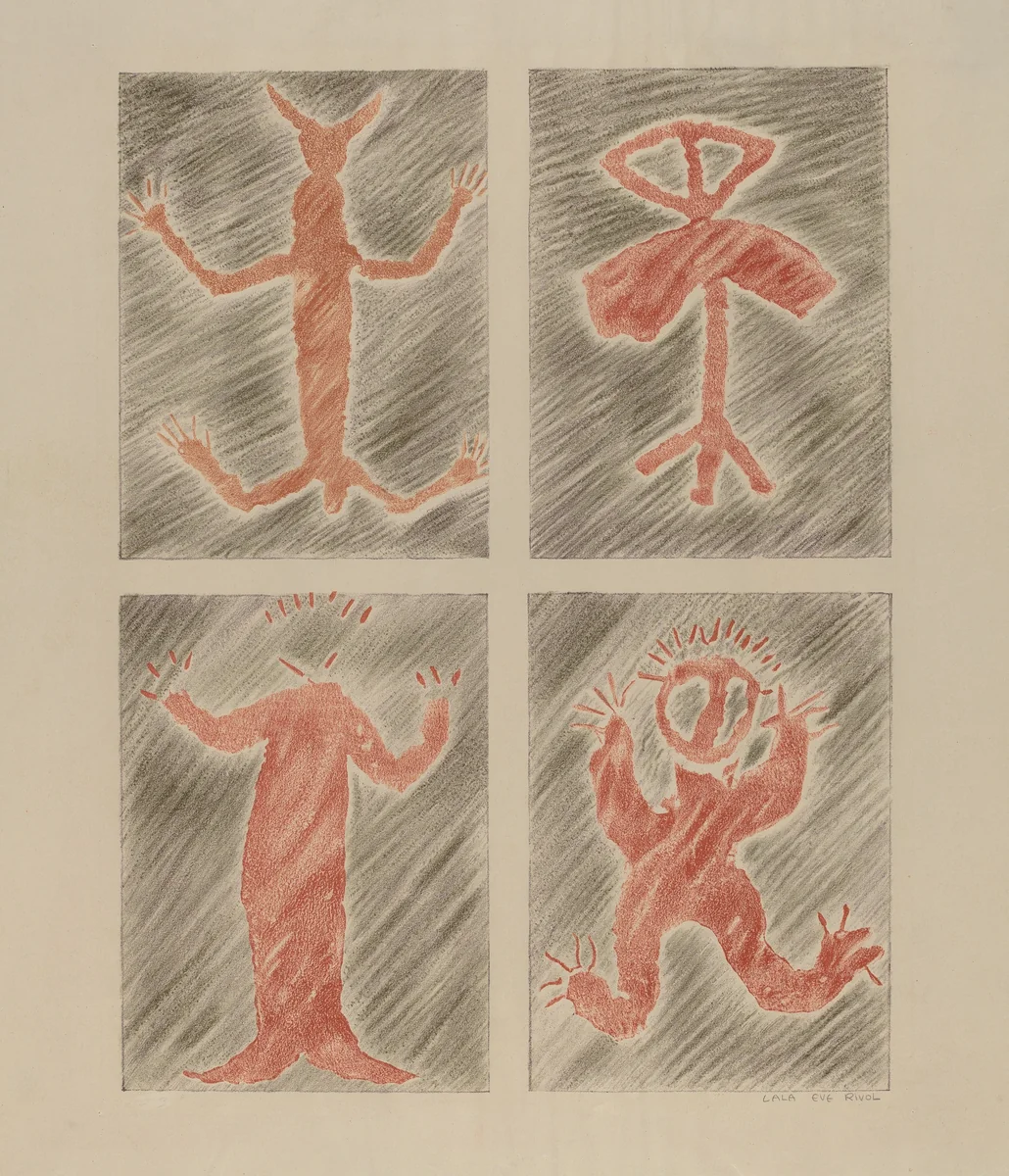 Petroglyph Design by Lala Eve Rivol, index of american design, 1935-1942