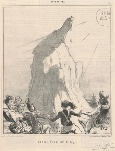 La fonte d'un colosse de neige by Honoré Daumier, print, 1854
