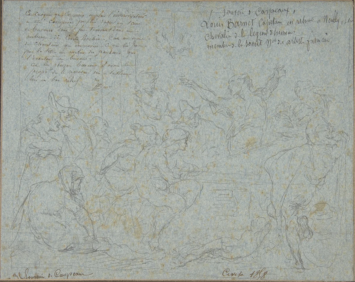 Scene in a Tavern at Civita Vecchia by Jean Baptiste Carpeaux, drawing, 1858