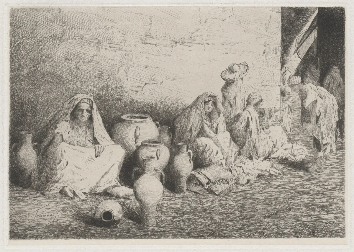 Market in Tangiers [Mercato di Tangeri] by E. Tommasi, print, 1875-1885