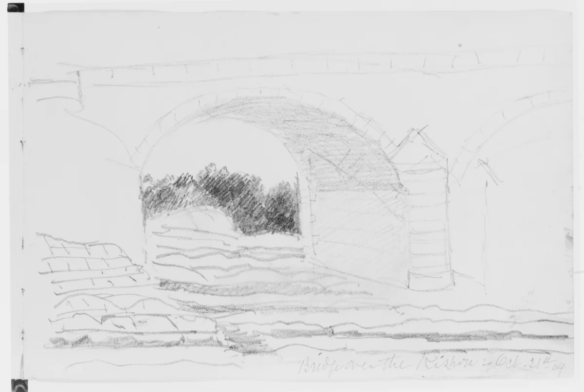 Bridge Over the Kishore, 1904 (from Sketchbook) by Mary Newbold Sargent, artwork, 1904