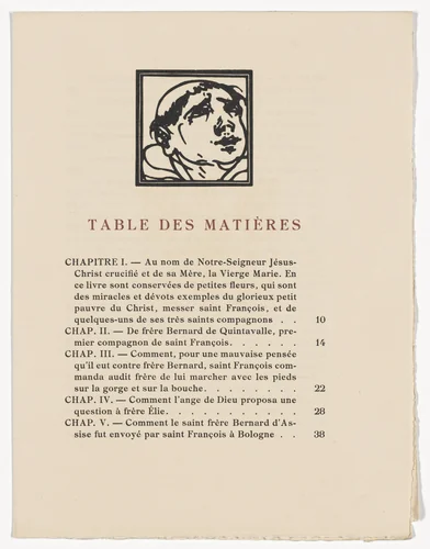 Headpiece (page 417) from Les Petites Fleurs de St. François (The Little Flowers of St. Francis) by Émile Bernard, illustrated book, 1928