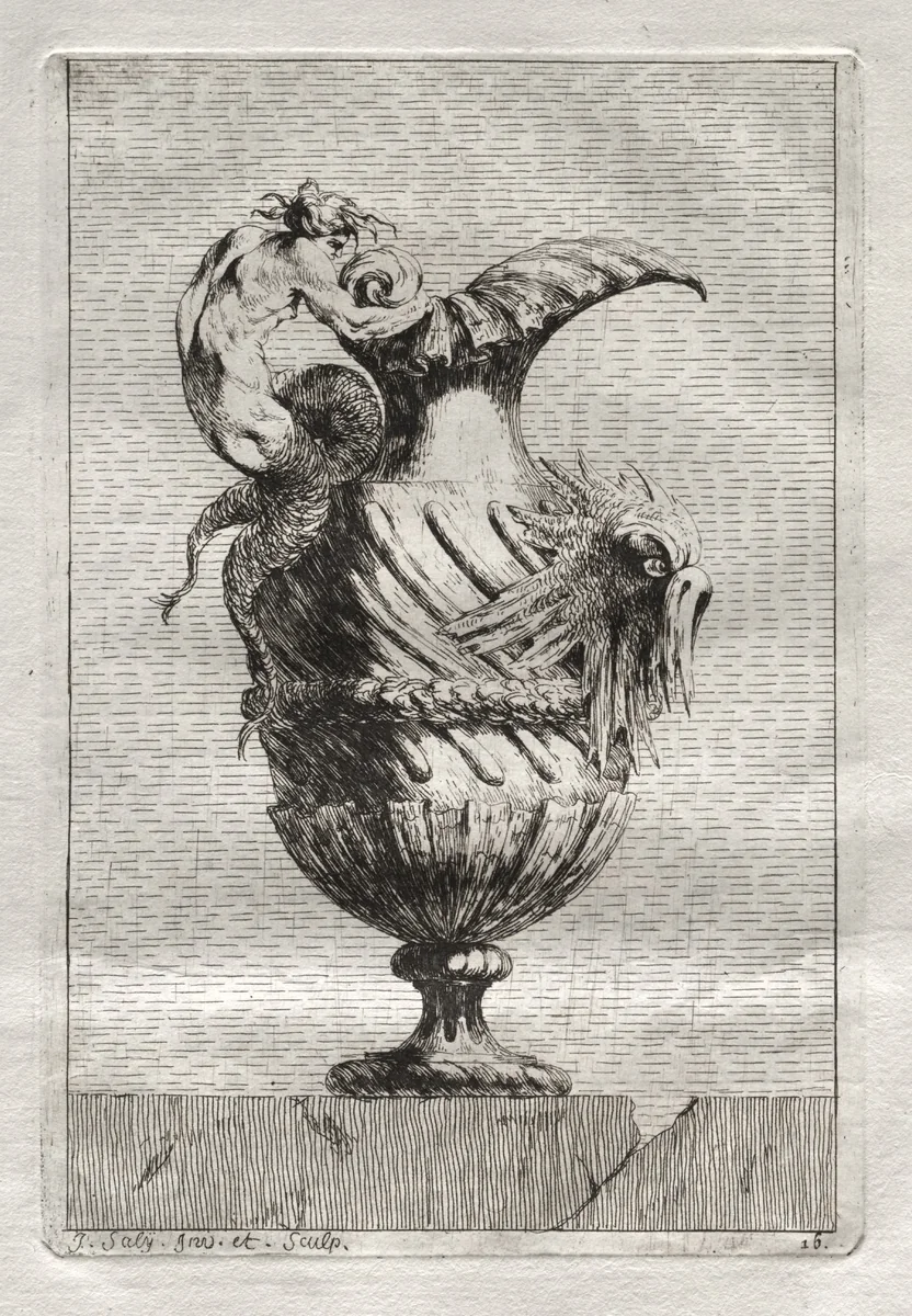 Suite of Vases: Plate 16 by Jacques François Saly, print, 1746