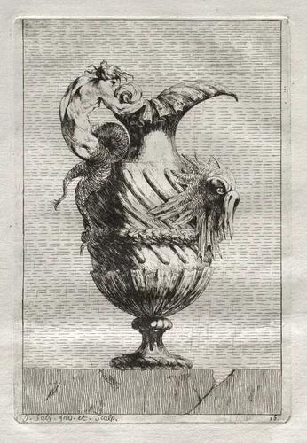 Suite of Vases: Plate 16 by Jacques François Saly, print, 1746