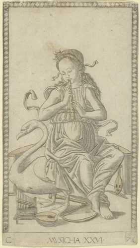 Music, plate 26 from Arts and Sciences by Master of the E-Series Tarocchi, print, 1460-1470