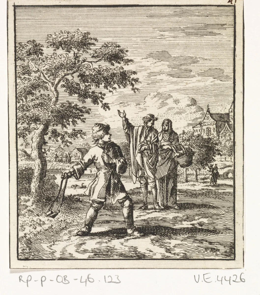 Steenslingerende jongen by Jan Luyken, print, 1712