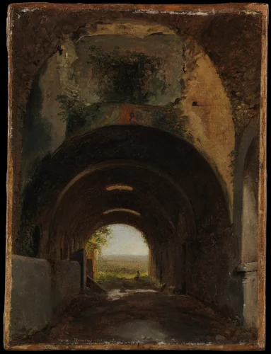View in the Stables of the Villa of Maecenas, Tivoli by François Marius Granet, painting, 1800-1815