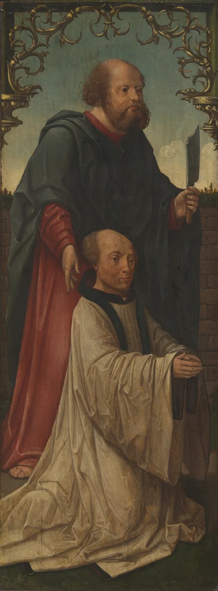 Saint Matthias (?) and a Donor (recto); Saint Andrew (verso) by Jacob Cornelisz van Oostsanen, painting, 1515-1525
