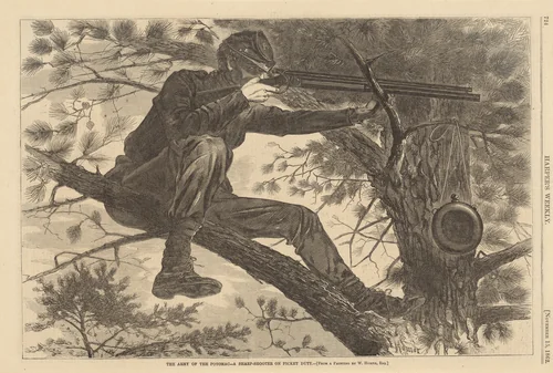 The Army of the Potomac - A Sharp-Shooter on Picket Duty by Winslow Homer, print, 1862